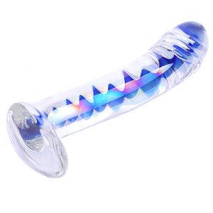 Glass Dildo With Blue Wavy Design